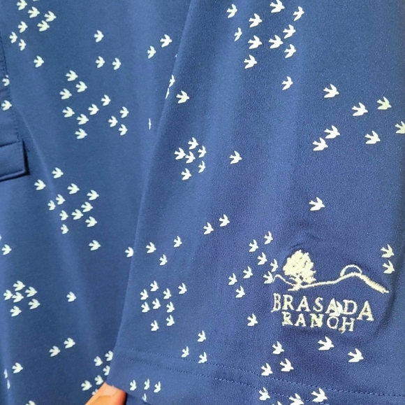 FootJoy Lisle Flock Of Birds Print Self Collar Golf Polo Shirt XL with Club Logo - Picture 4 of 8